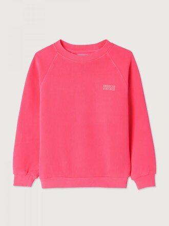 American Vintage KIZU03BH26 Sweat ml col rond hortensia fluo