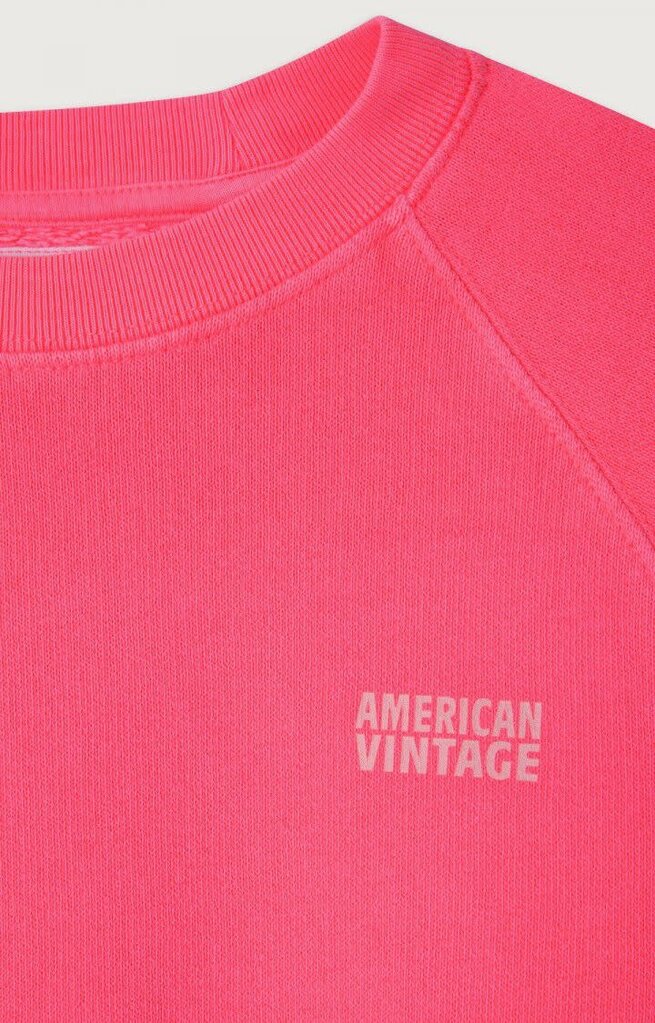 American Vintage KIZU03BH26 Sweat ml col rond hortensia fluo