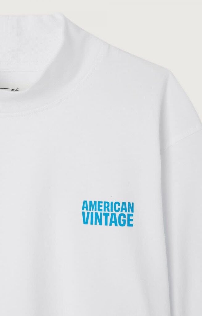 American Vintage KGIX02CH26 T-shirt ml col montant blanc