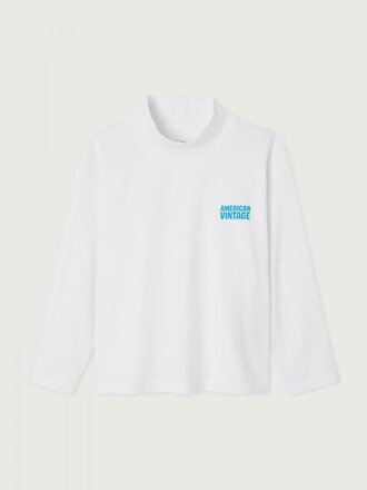 American Vintage KGIX02CH26 T-shirt ml col montant blanc