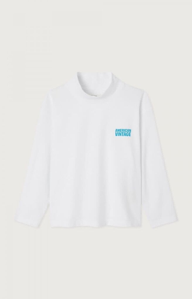 American Vintage KGIX02CH26 T-shirt ml col montant blanc