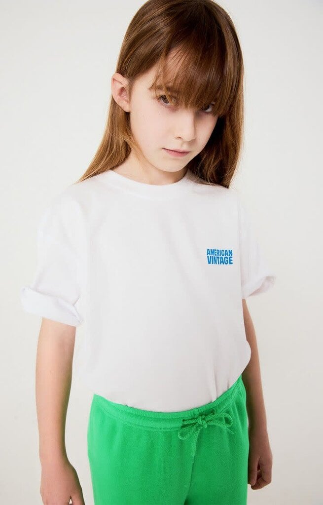 American Vintage KGIX02AH26 T-shirt ample mc col rond blanc