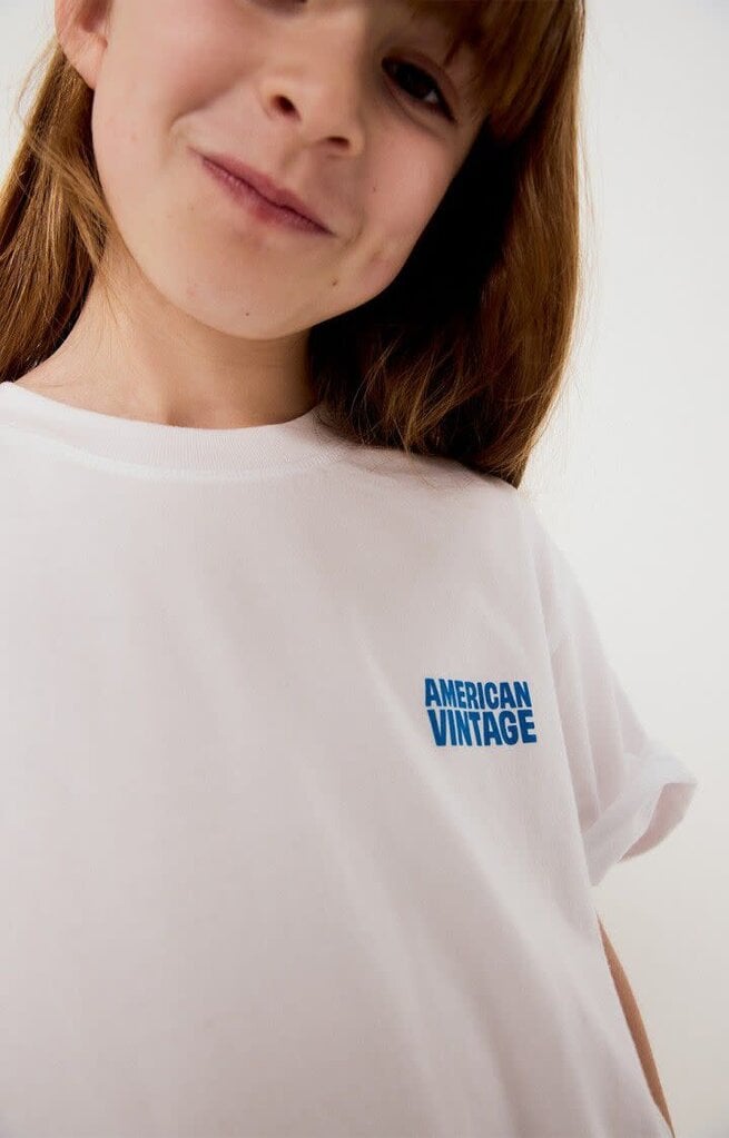 American Vintage KGIX02AH26 T-shirt ample mc col rond blanc