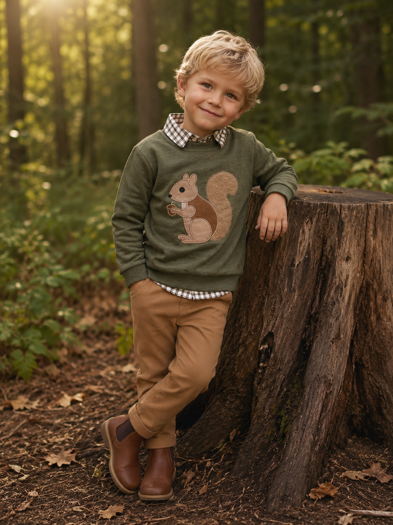 Natini 1400-14413-0060 Sweater Squirrel Green