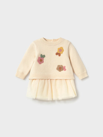 Mayoral 2820 Tricot/tulle dress 092 cream