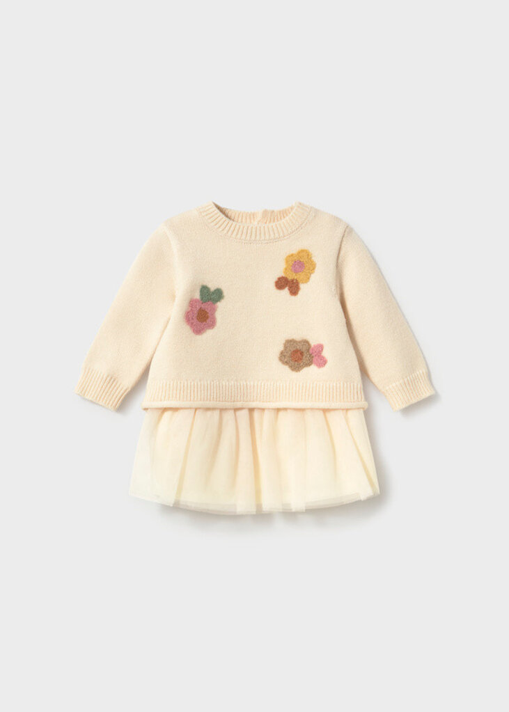 Mayoral 2820 Tricot/tulle dress 092 cream