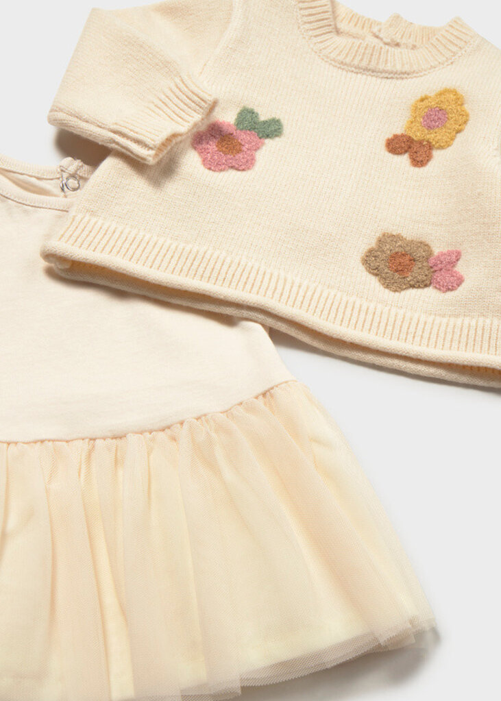 Mayoral 2820 Tricot/tulle dress 092 cream