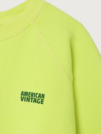 American Vintage KIZU03BH26 Sweat ml col rond citron fluo