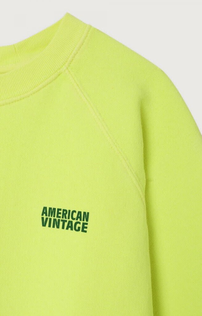 American Vintage KIZU03BH26 Sweat ml col rond citron fluo