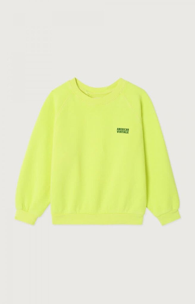 American Vintage KIZU03BH26 Sweat ml col rond citron fluo