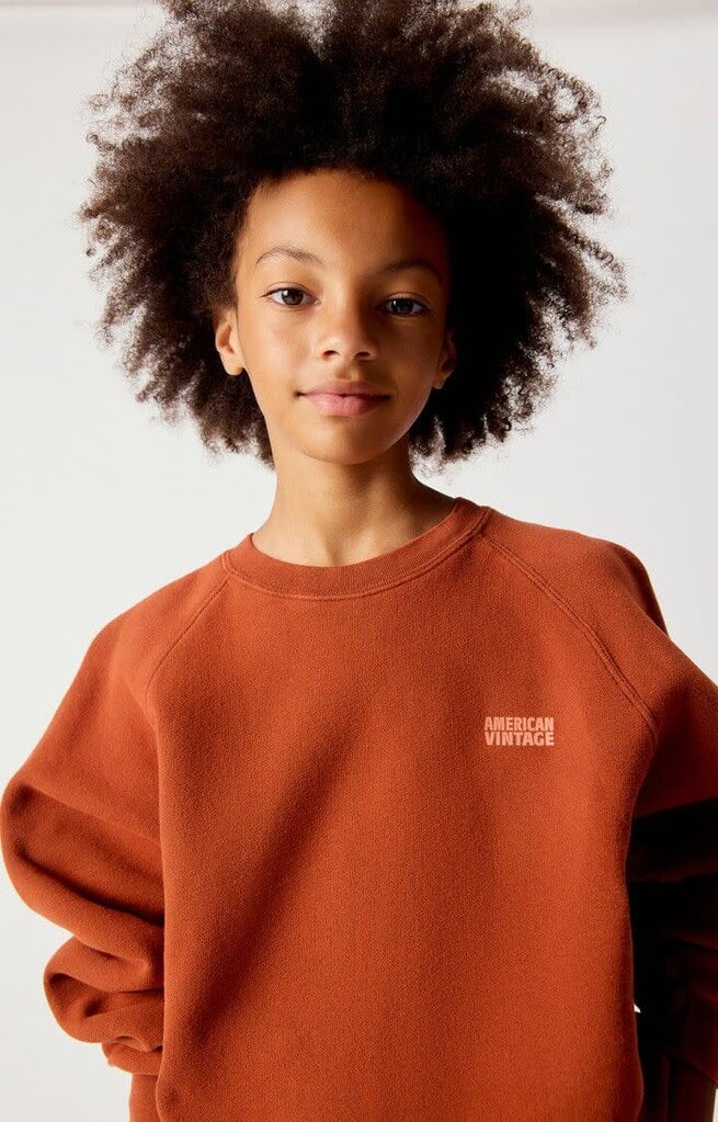 American Vintage KIZU03BH26 Sweat ml col rond cannelle vintage