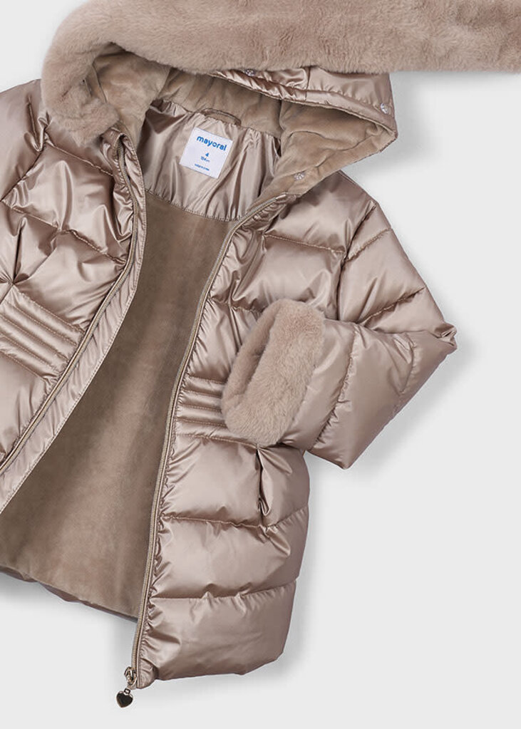 Mayoral 4422 Metallic fauxfur puffer jacket 040 mole