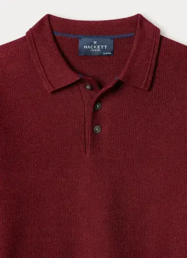 Hackett HK7000024 Polo Honeycomb LS 299 Burgund