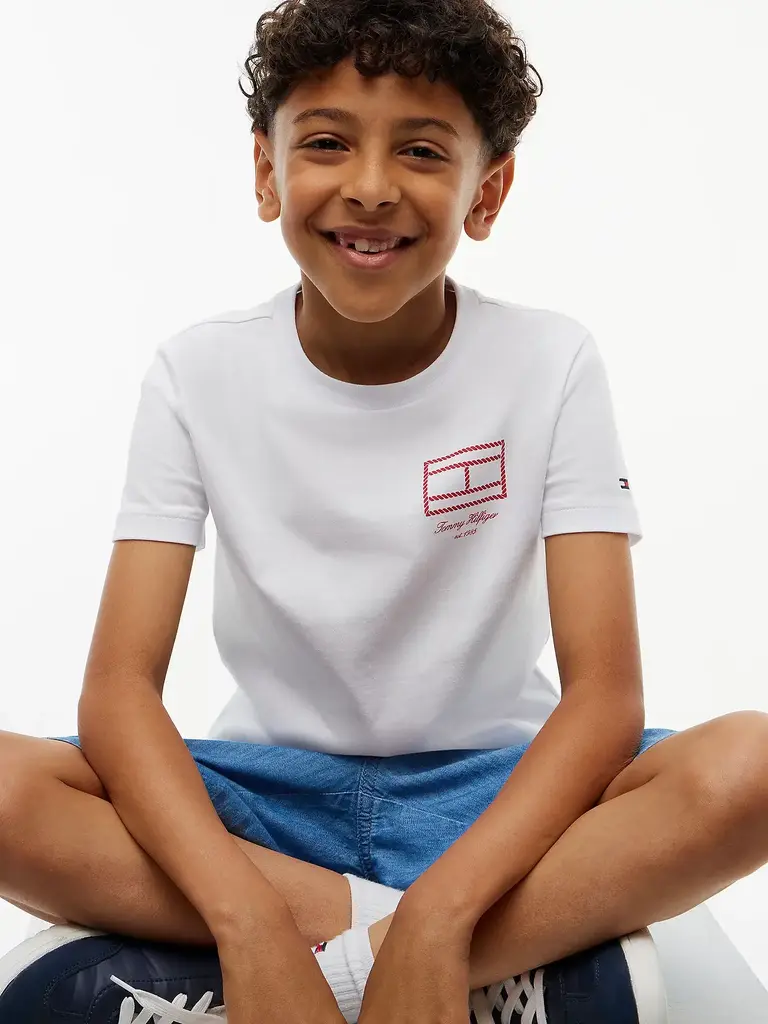 Tommy Hilfiger KB10590 Outline flag graphic t-shirt YBR white