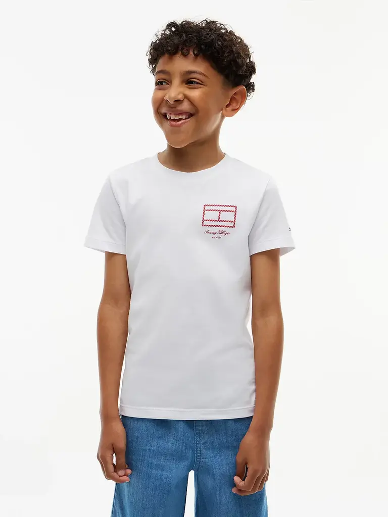 Tommy Hilfiger KB10590 Outline flag graphic t-shirt YBR white