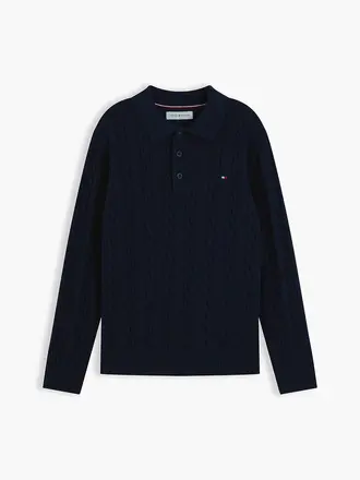 Tommy Hilfiger KB10624 Cotton cable polo sweater P7D grey