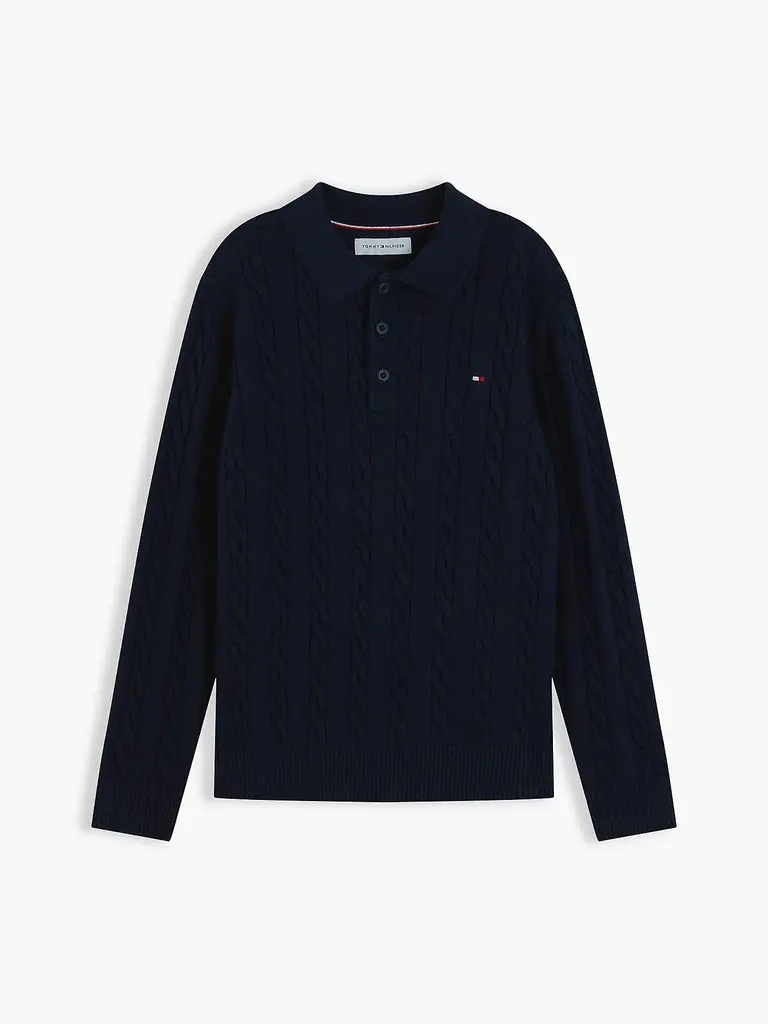 Tommy Hilfiger KB10624 Cotton cable polo sweater P7D grey