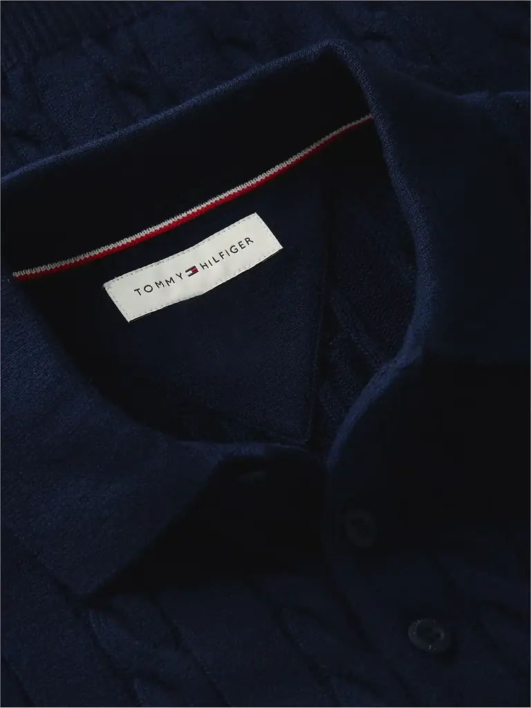 Tommy Hilfiger KB10624 Cotton cable polo sweater P7D grey
