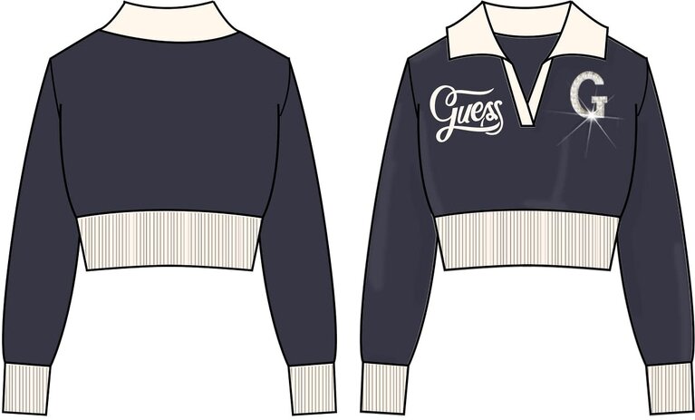Guess J6BQ19 K7938 Ls Sweatshirt blackened blue