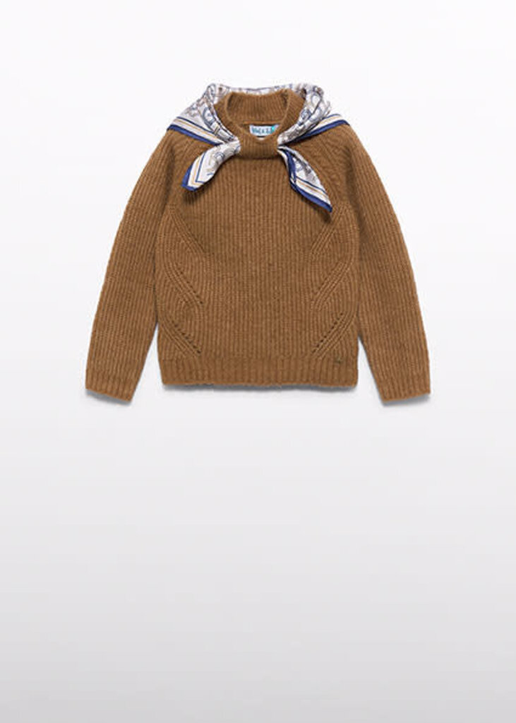 Abel & Lula 5881 Scarf-detail sweater 020 Camel
