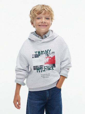 Tommy Hilfiger KB10635 Flag grafitti hoodie P09 grey