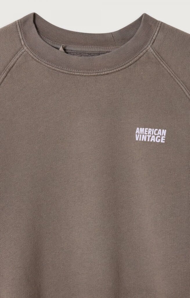 American Vintage KIZU03BH26 Sweats col rond cendre vintage