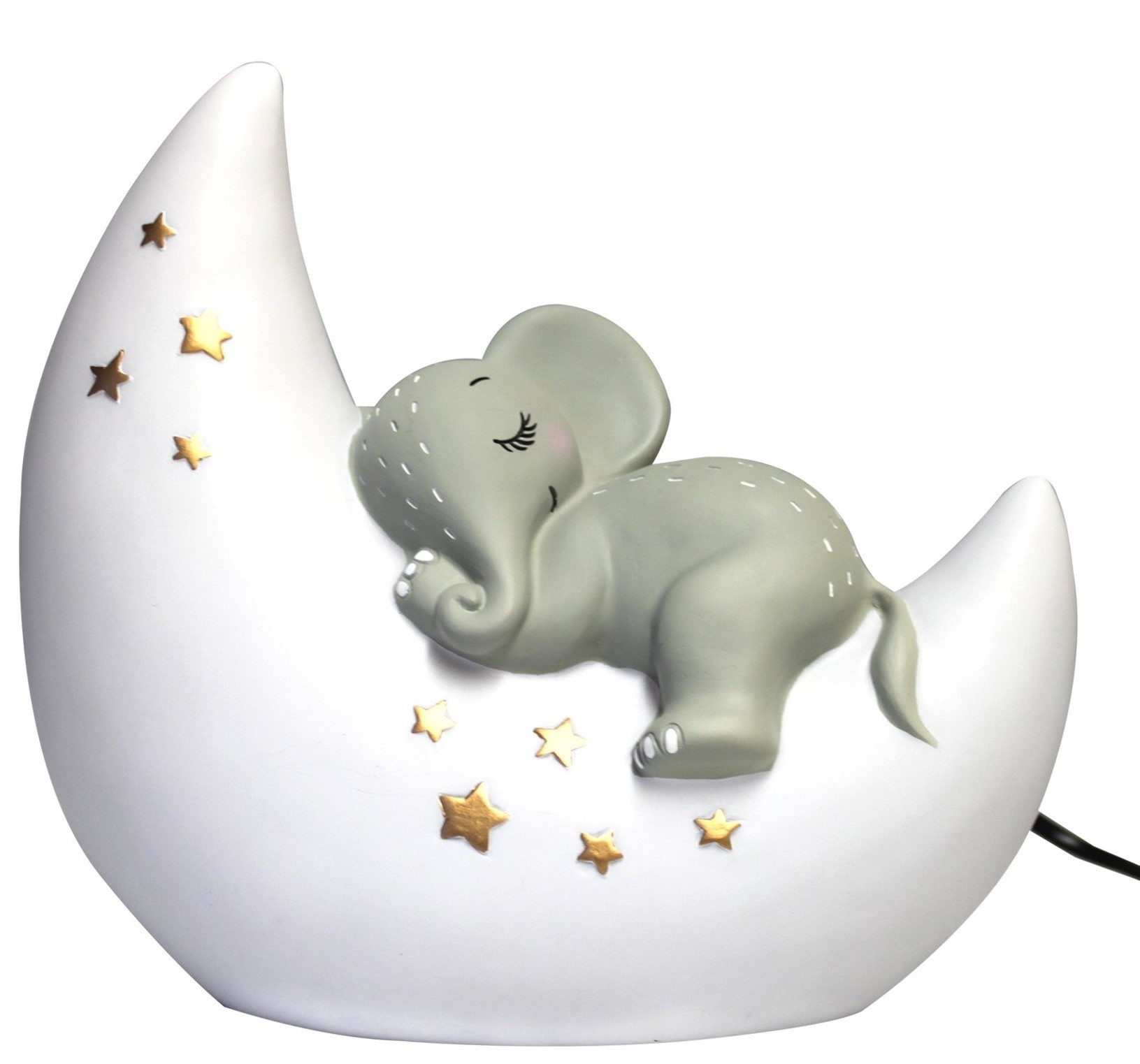 House of Disaster Baby en Kind Nachtlamp Olifant op de Maan - Nachtlampje Kinderen / Kinderkamer - Grijs