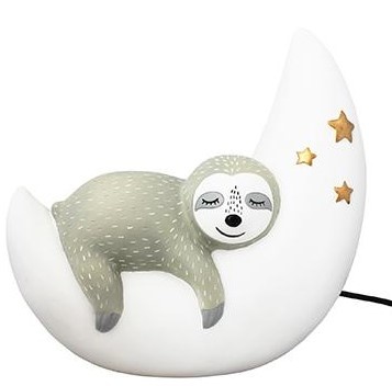 Baby en Kind Nachtlamp Luiaard op de Maan - Nachtlampje Kinderen / Kinderkamer - Grijs afbeelding