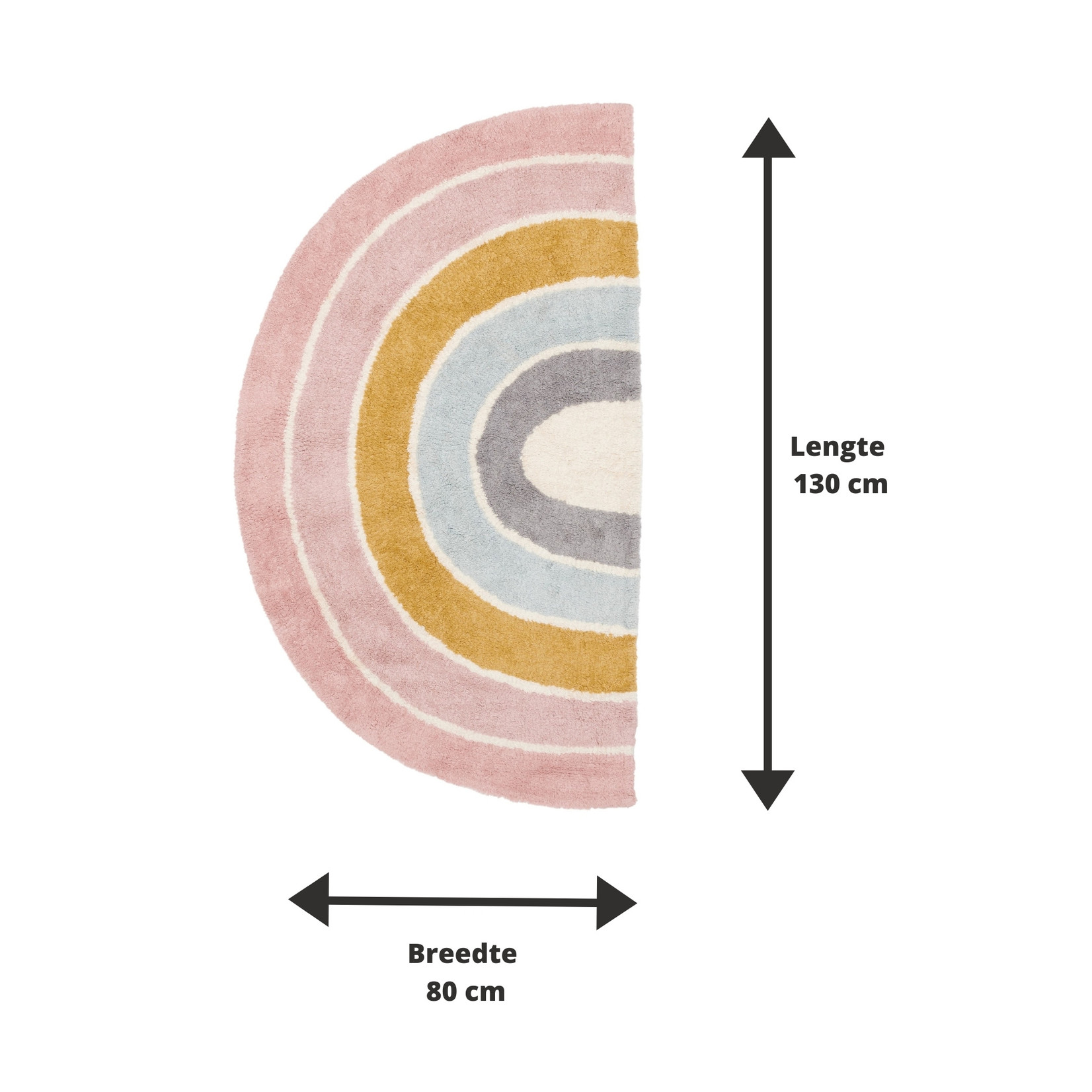 Vloerkleed regenboog kinderkamer meisje | Rainbow shape Pure Pink 80x130cm