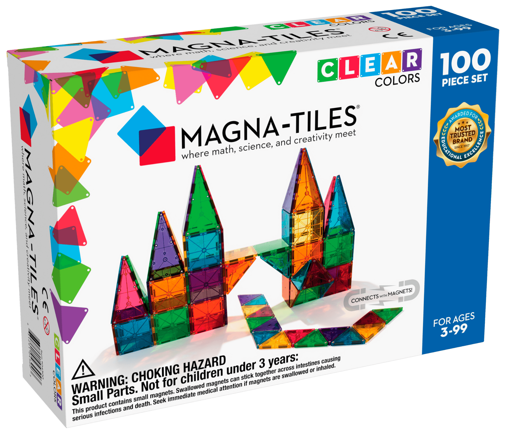 Magna-Tiles Clear Colors set Magnetische Tegels - 100 delig afbeelding