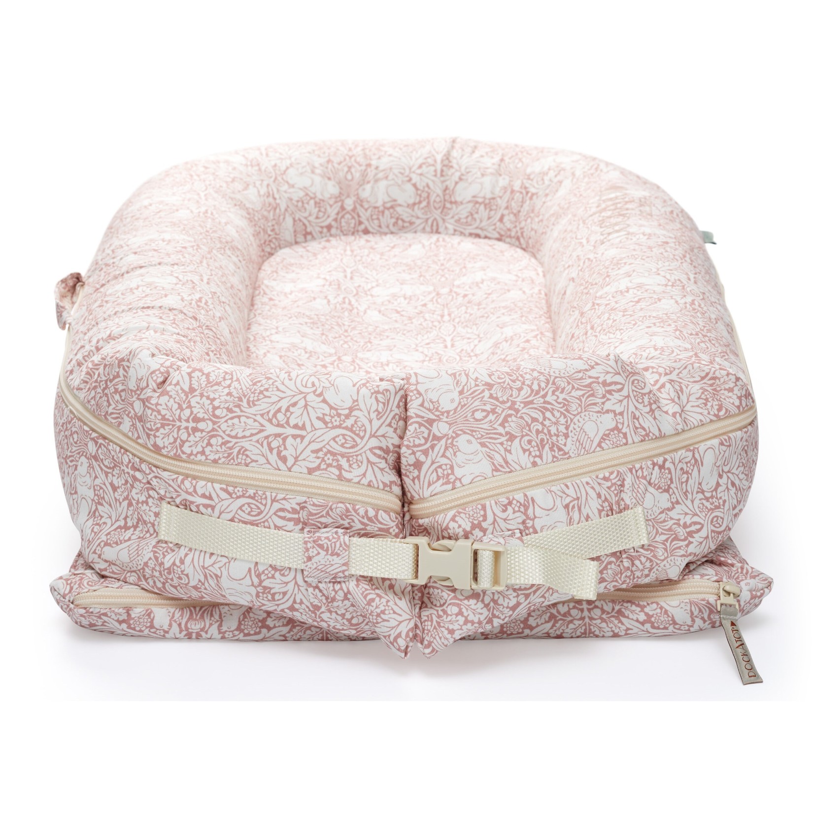 DockAtot Sleepyhead Deluxe+ Brer Rabbit roze babynestje met konijntjes print - ademend materiaal - 0 tot 8 maanden