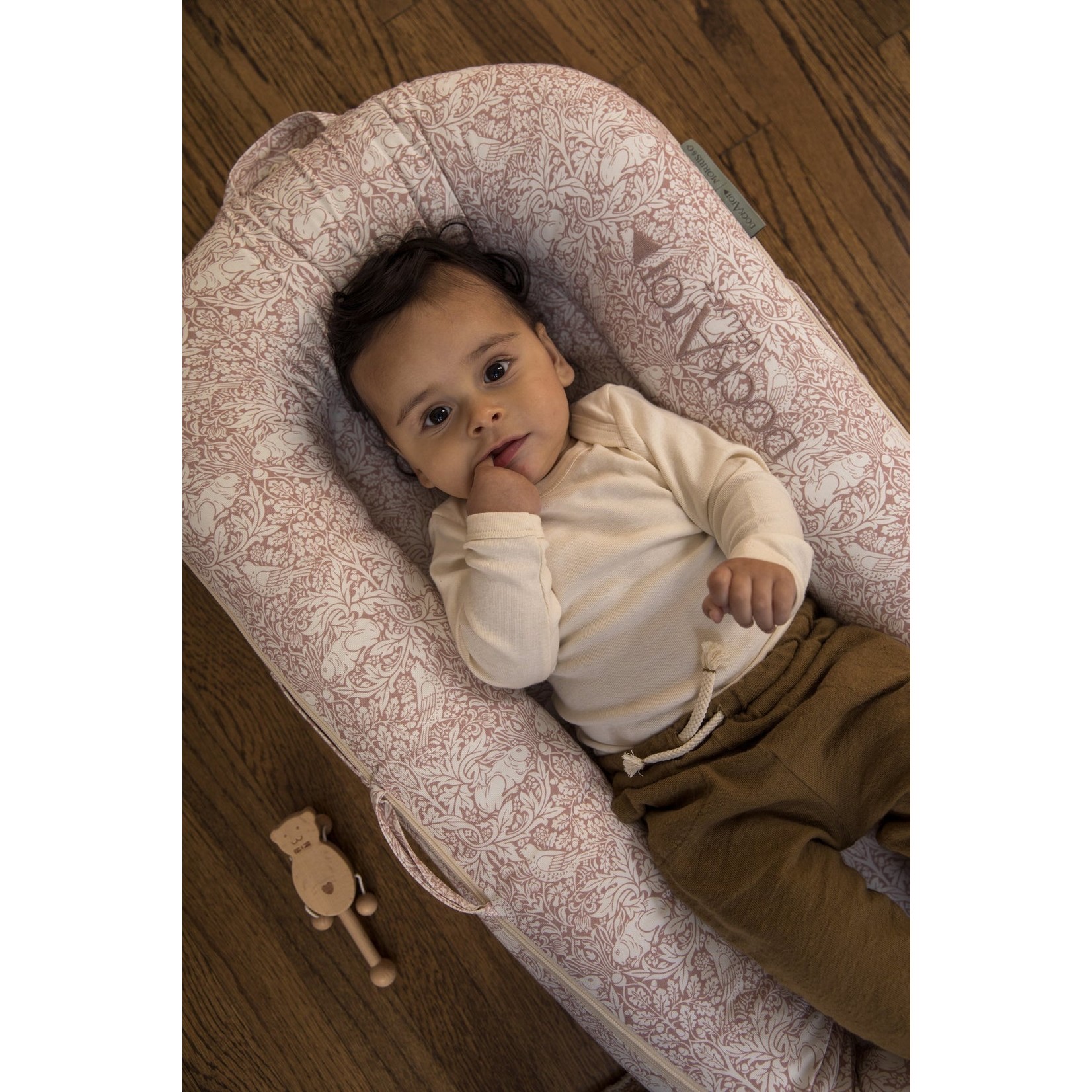 DockAtot Sleepyhead Deluxe+ Brer Rabbit roze babynestje met konijntjes print - ademend materiaal - 0 tot 8 maanden