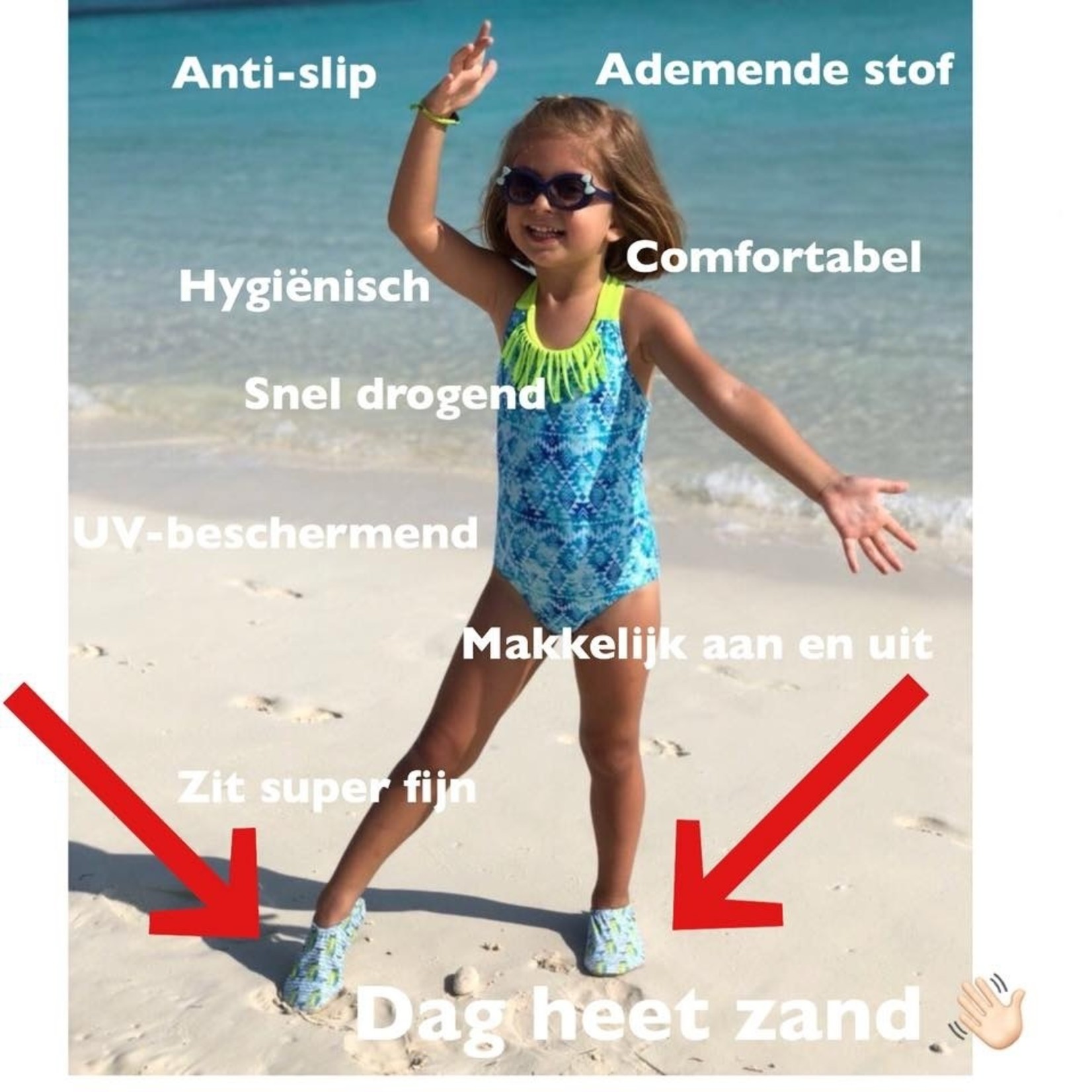 Slipstop Waterschoen Kinderen / Zwemschoen / Zwemslof / Antislip Schoen / Gymschoen - Meisje  - Lila Paarsblauw Bloem