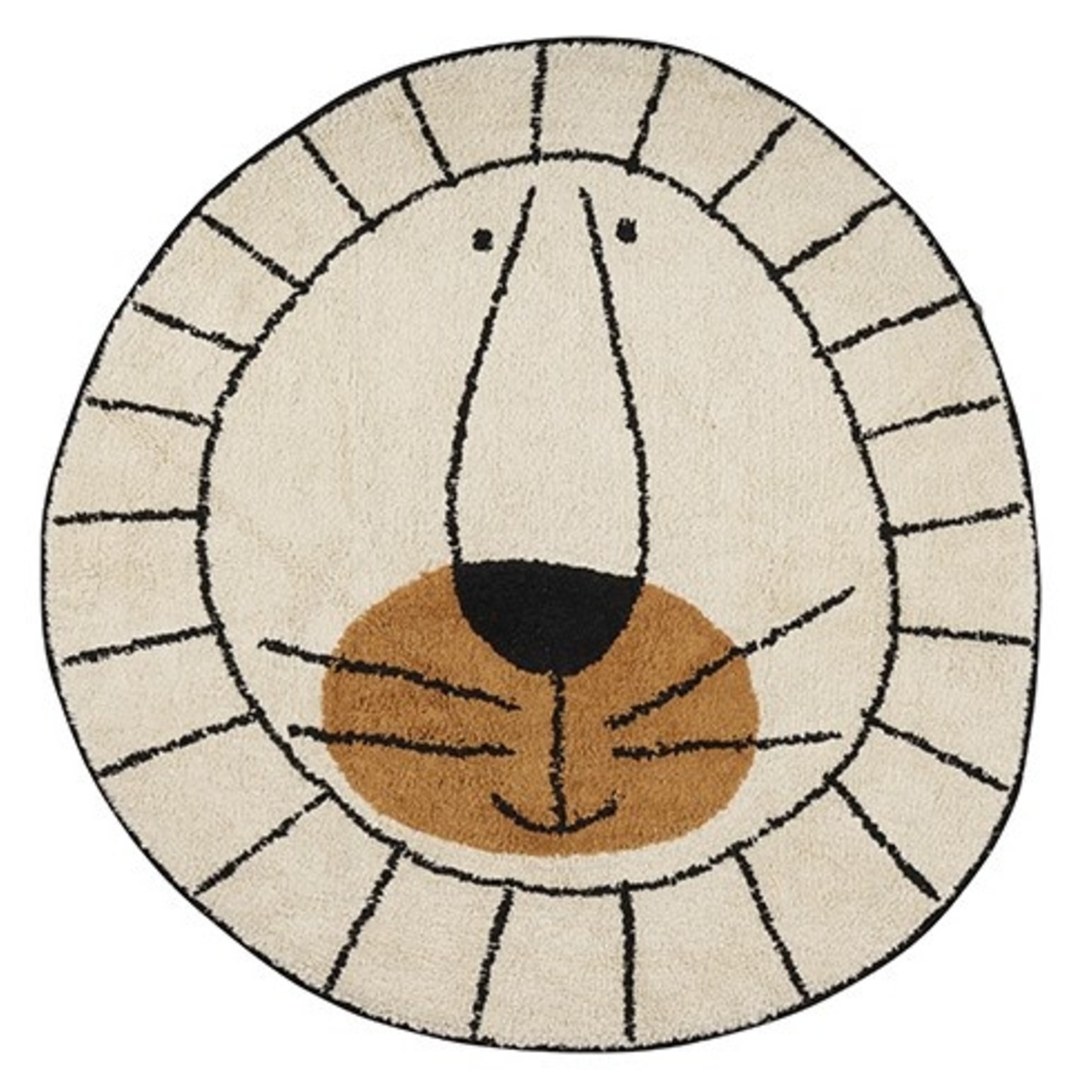 Vloerkleed Kinderkamer Leeuw - Fairtrade - Naturel - Rond - 100 x 100 cm