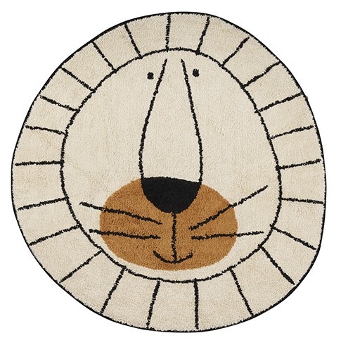 Vloerkleed Kinderkamer Leeuw - Fairtrade - Naturel - Rond - 100 x 100 cm afbeelding