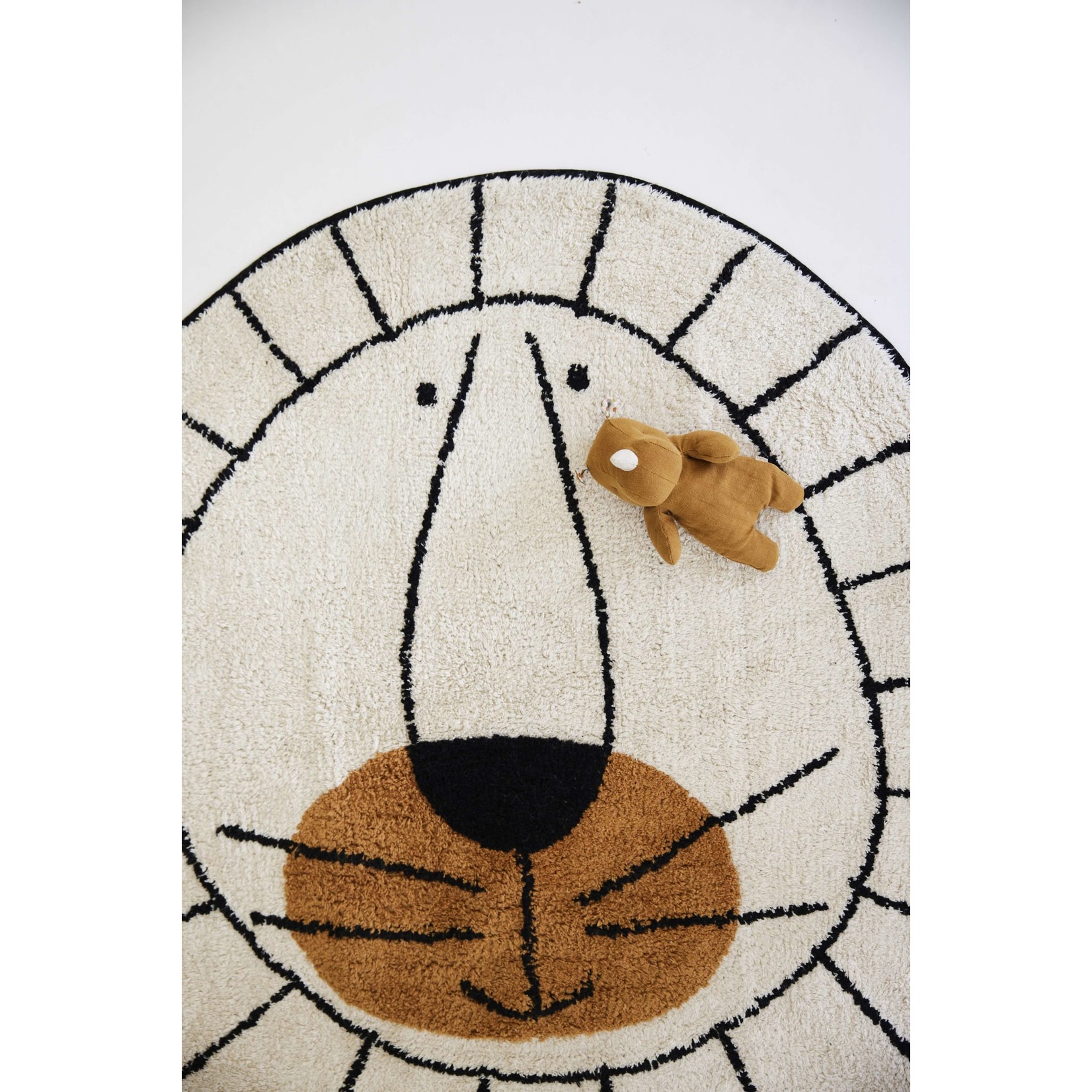Vloerkleed Kinderkamer Leeuw - Fairtrade - Naturel - Rond - 100 x 100 cm