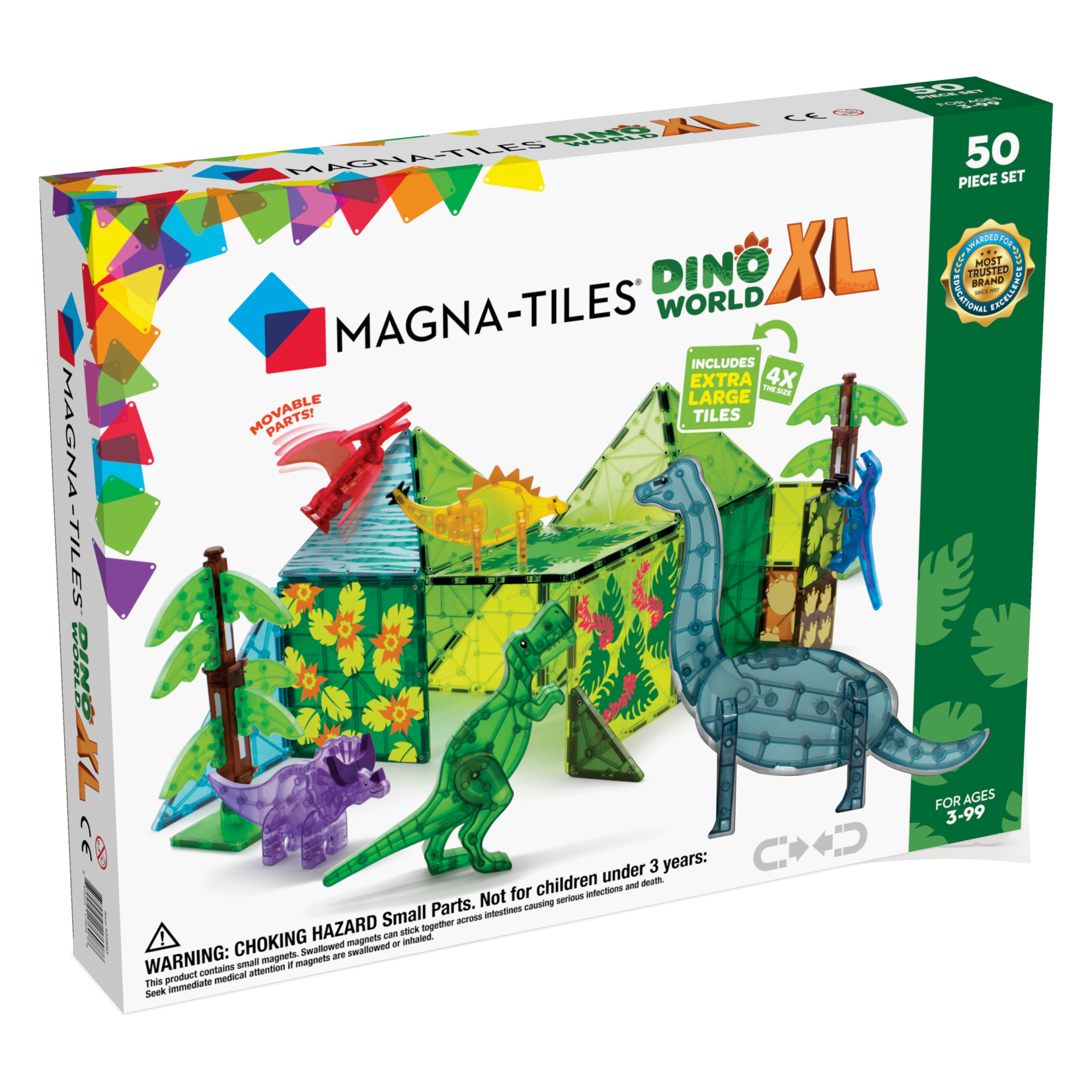 Magna-Tiles Dinos set XL Magnetische Tegels - 50 delig - Inclusief 6 Dinos