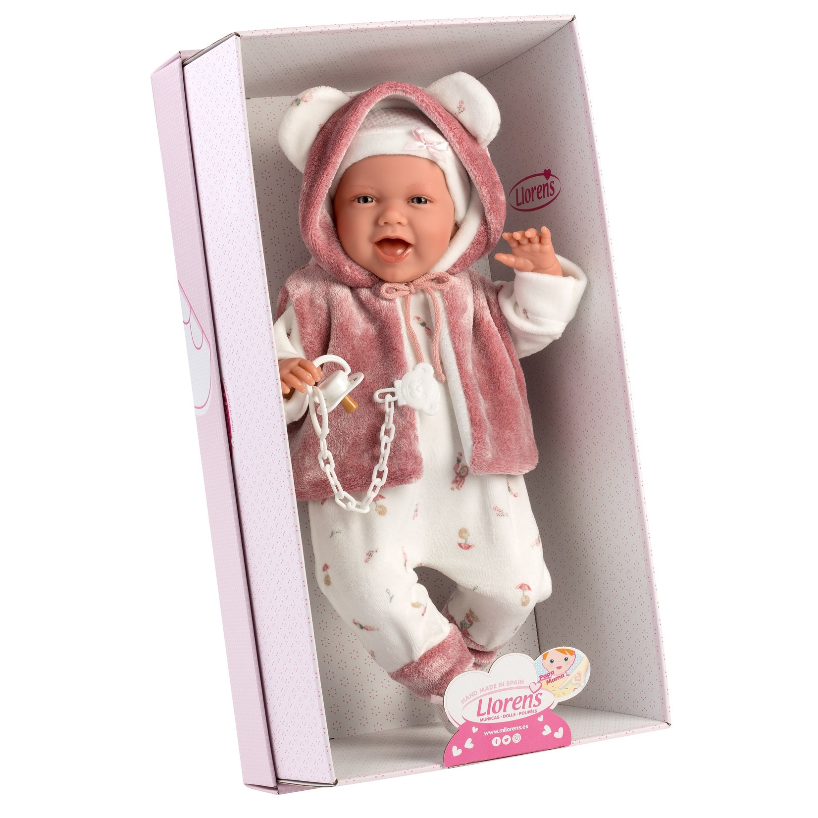 Llorens echte speelpop met baby geluiden | Mimi Smiles Pink | 42 cm