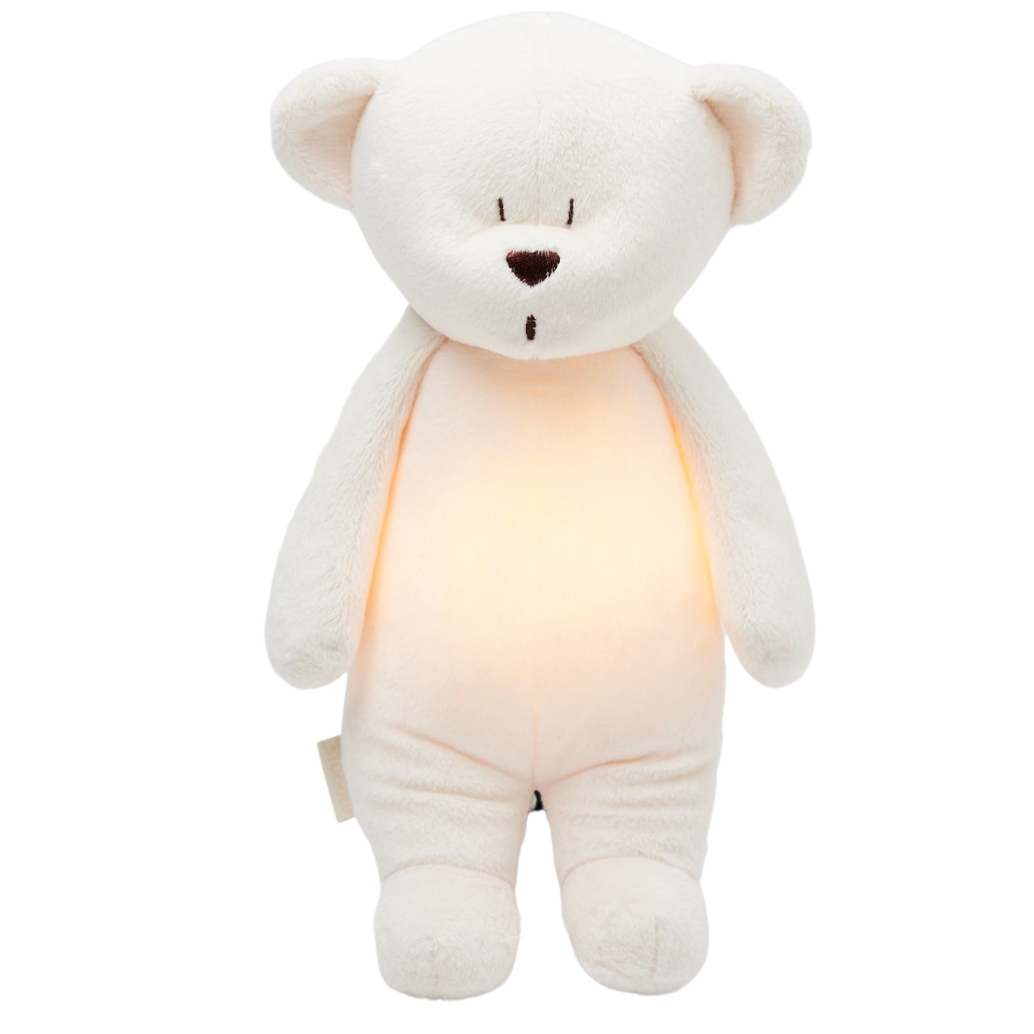 The Humming Bear Cream | 28 cm | Hartslag en ruis knuffel met huilsensor en licht