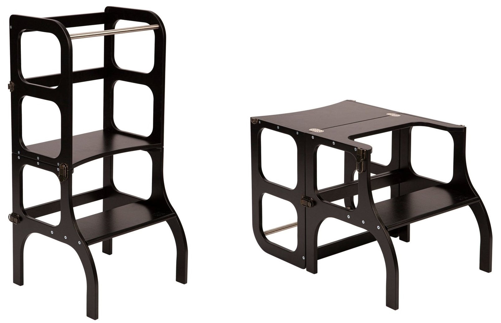 Ette Tete Leertoren Step'n Sit | Inklapbaar tot tafel en stoel | Zwart met messing afbeelding