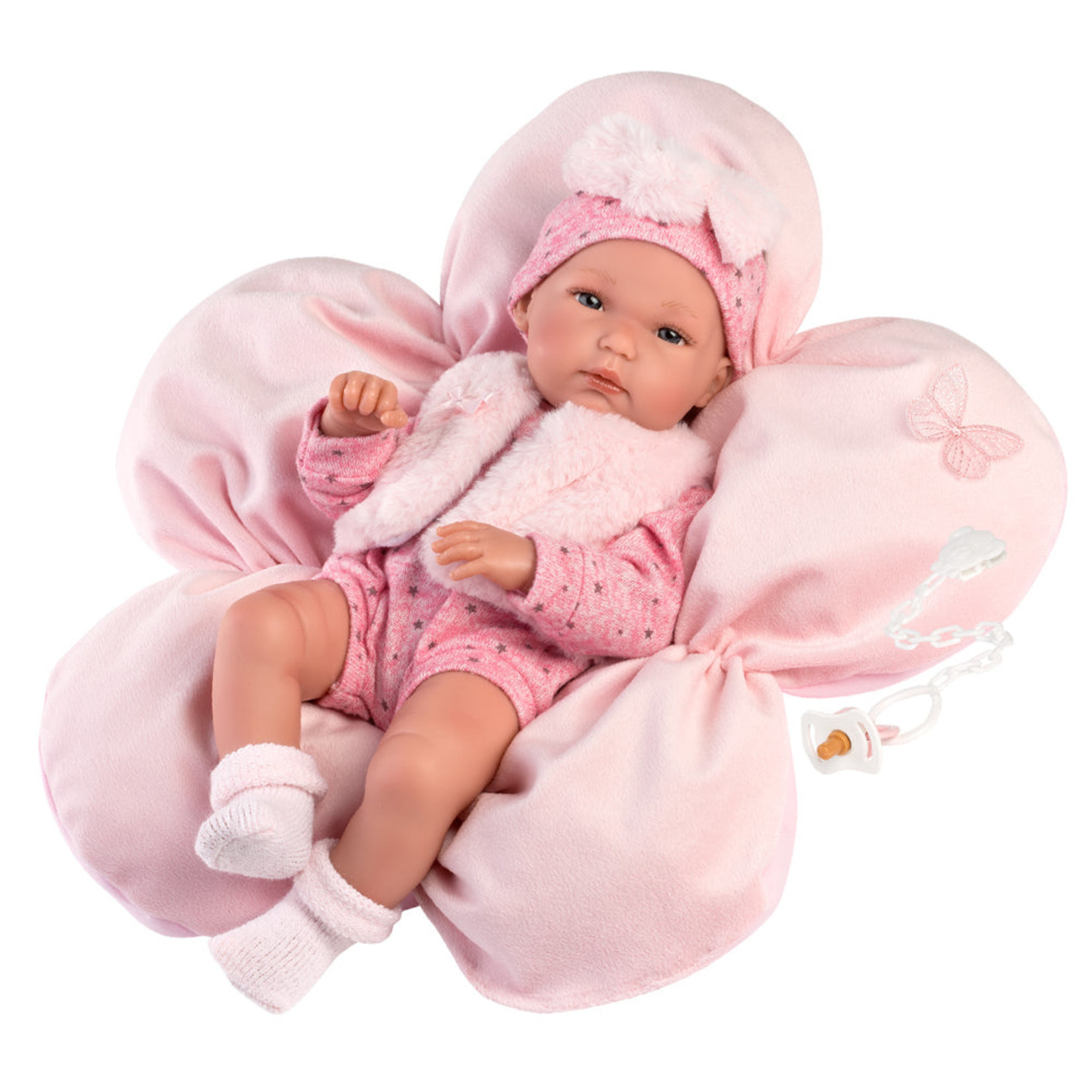 Llorens speelpop | Bimba Baby met roze bloemenkussen en accessoires | 35 cm |  7-delig