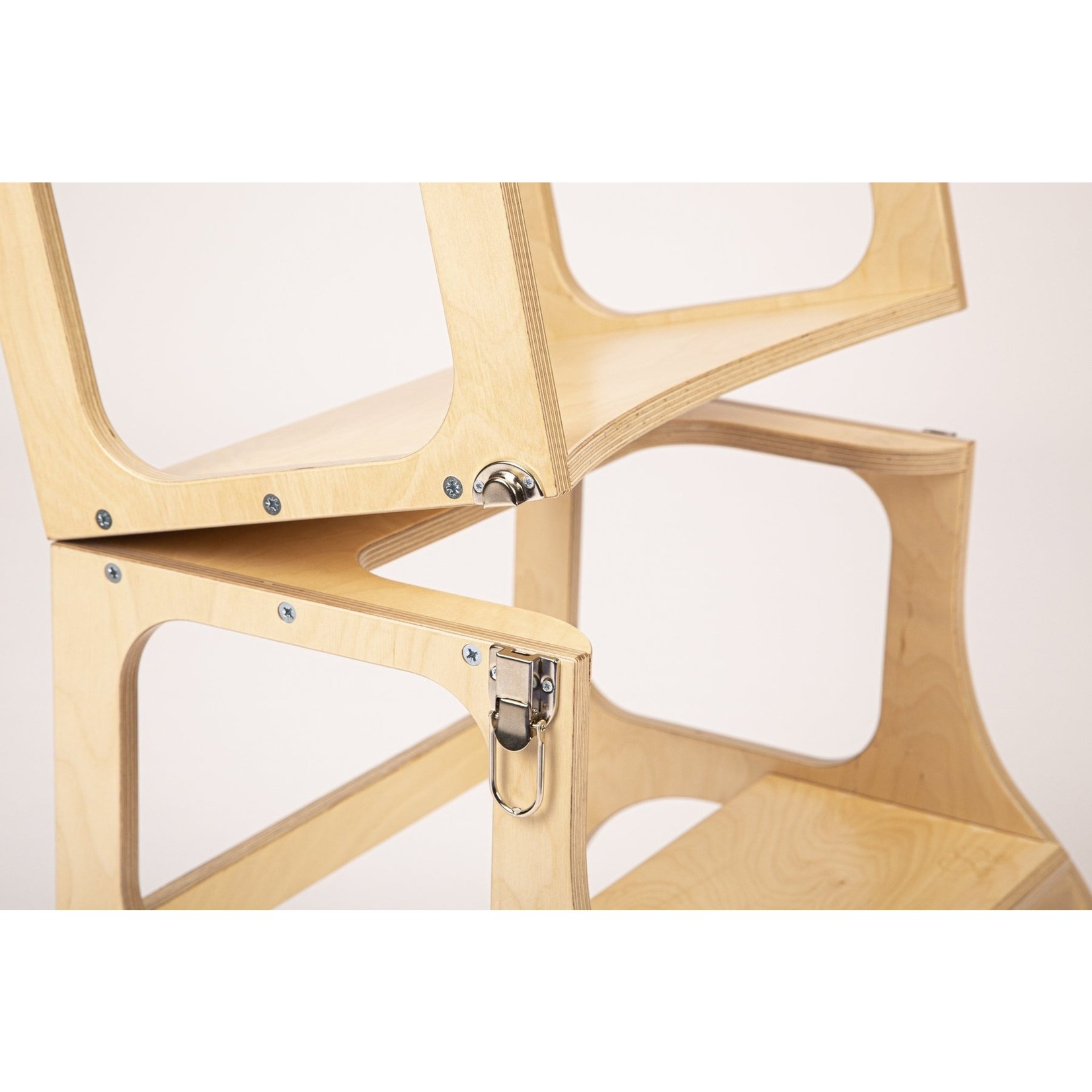 Ette Tete Leertoren Step'n Sit | Inklapbaar tot tafel en stoel | Naturel met zilver | Met extra support