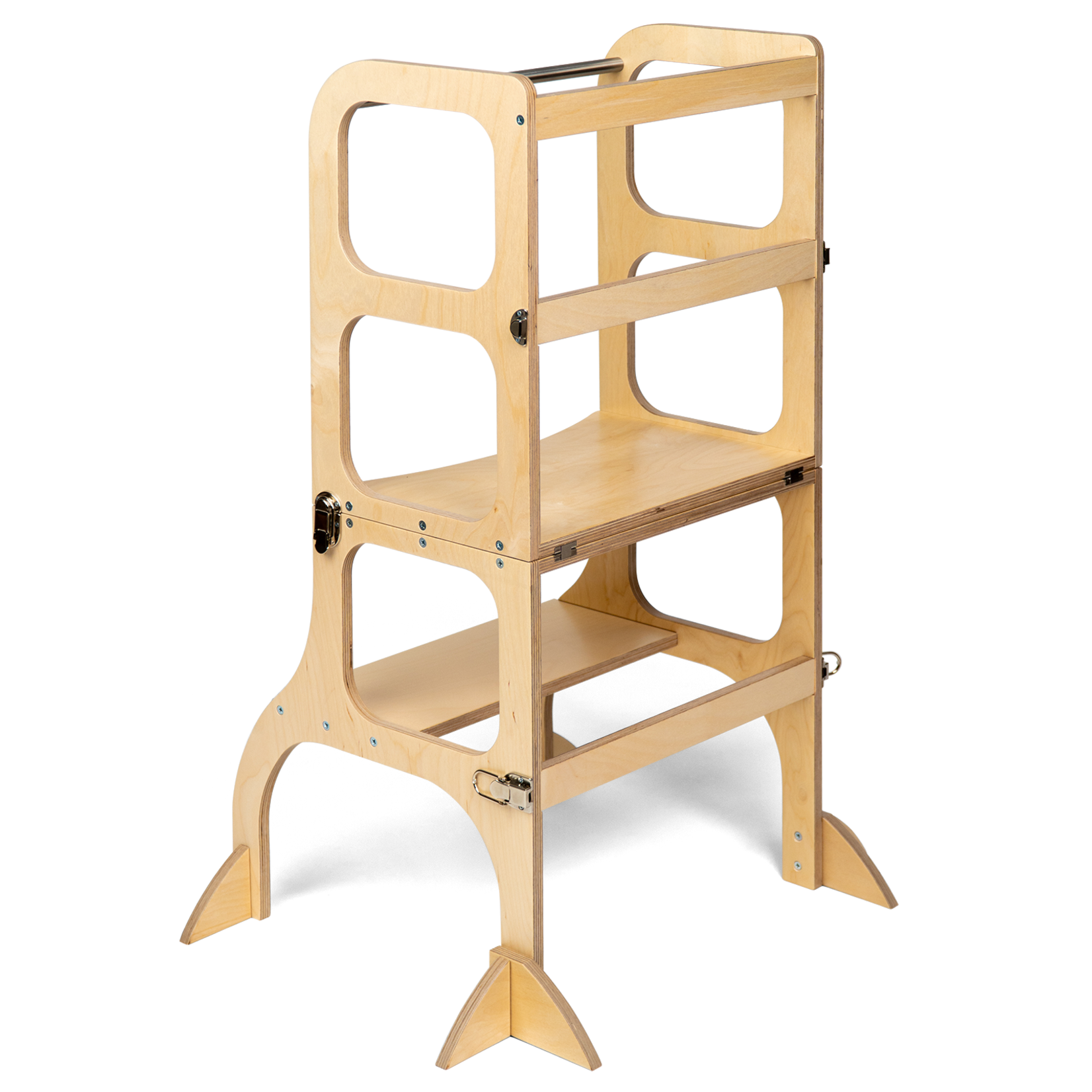 Ette Tete Leertoren Step'n Sit | Inklapbaar tot tafel en stoel | Naturel met zilver | Met extra support