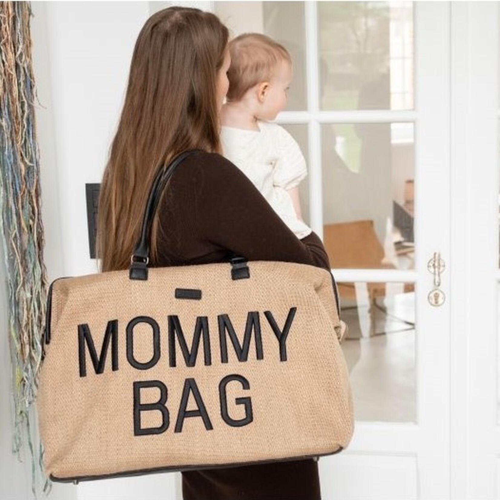 Childhome Mommy Bag Grote Luiertas Verzorgingstas  | Weekendtas | Raffia look