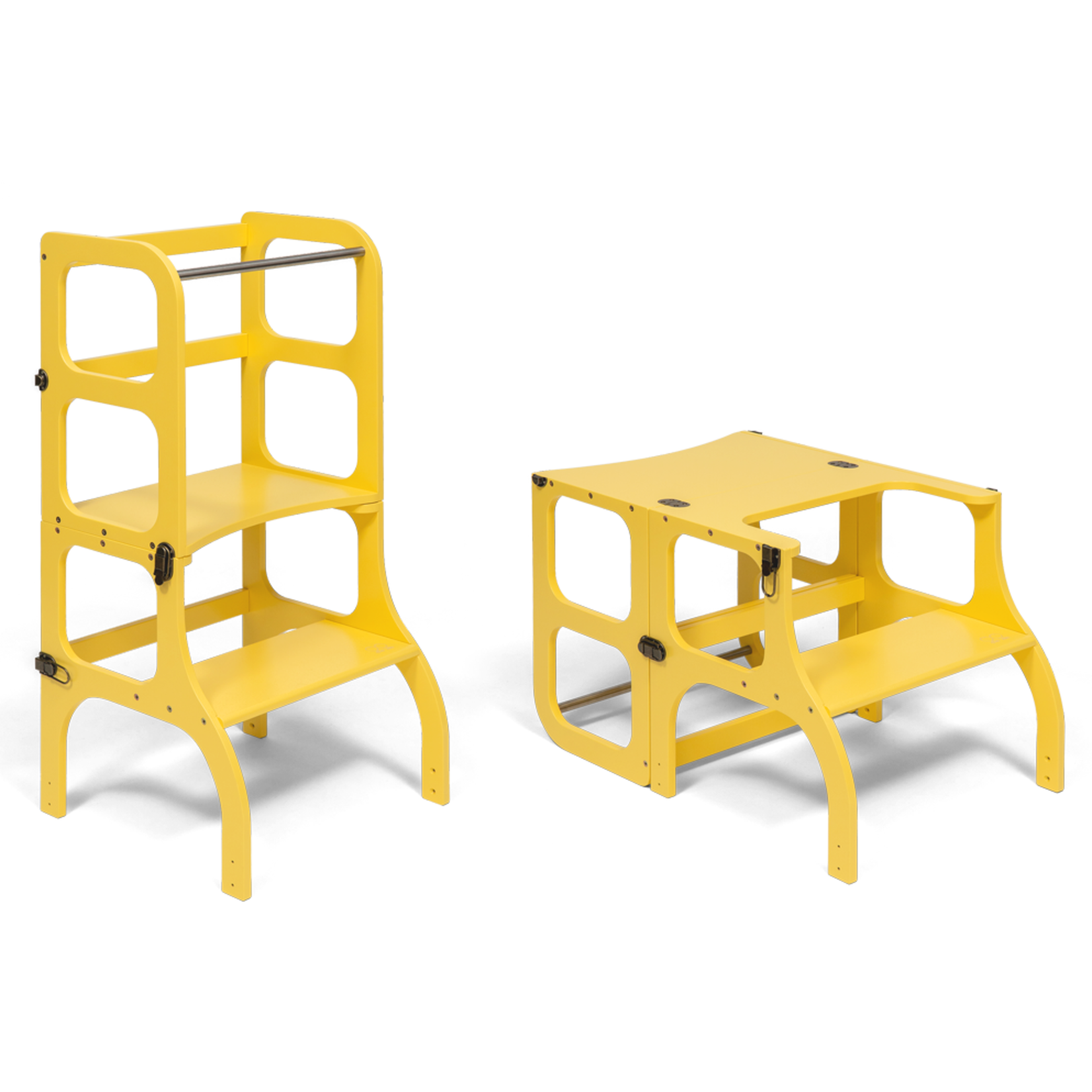 Ette Tete Leertoren Step'n Sit | Inklapbaar tot tafel en stoel | Limited Edition | Geel met met messing