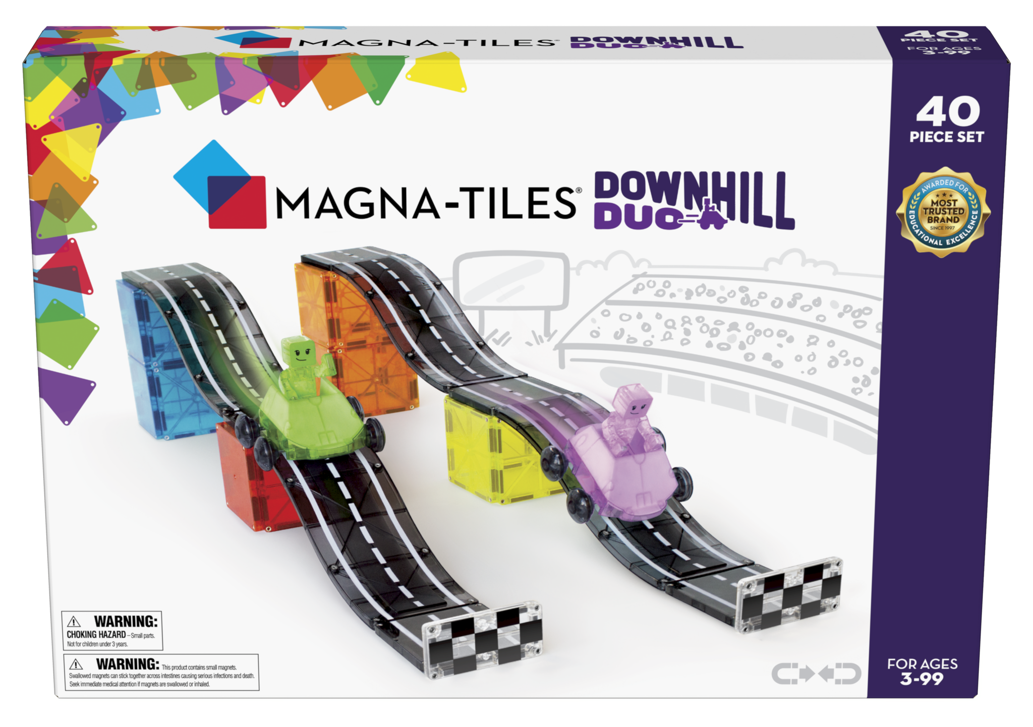 Magna-Tiles Downhill Duo 40-delige magnetische constructieset, het originele merk voor magnetisch speelgoed afbeelding