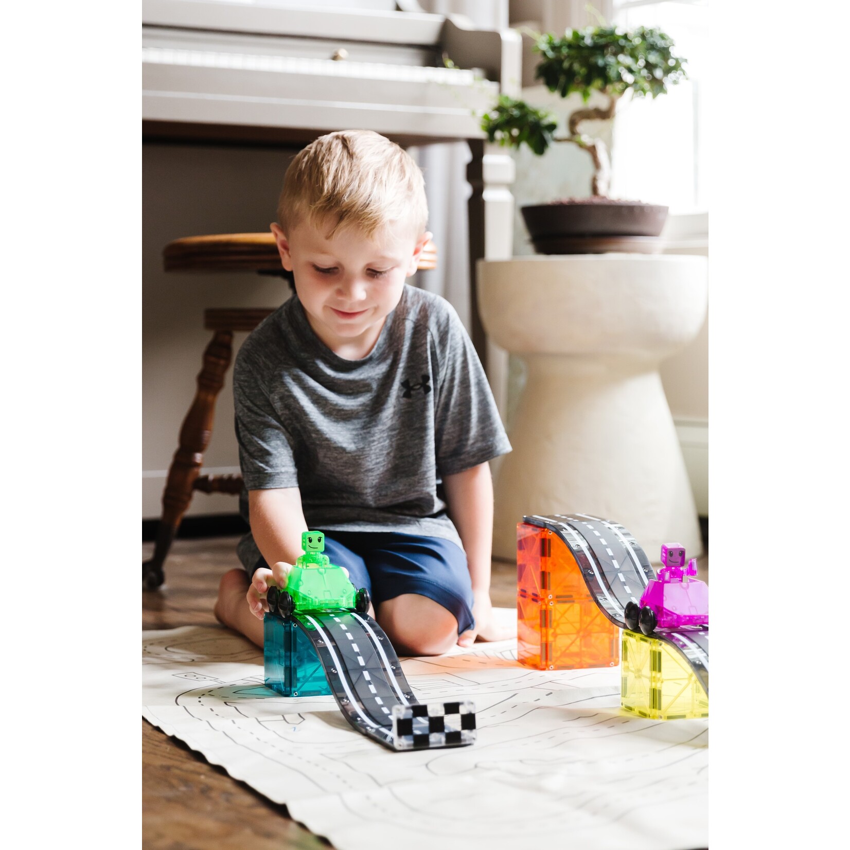 Magna-Tiles Downhill Duo 40-delige magnetische constructieset, het originele merk voor magnetisch speelgoed