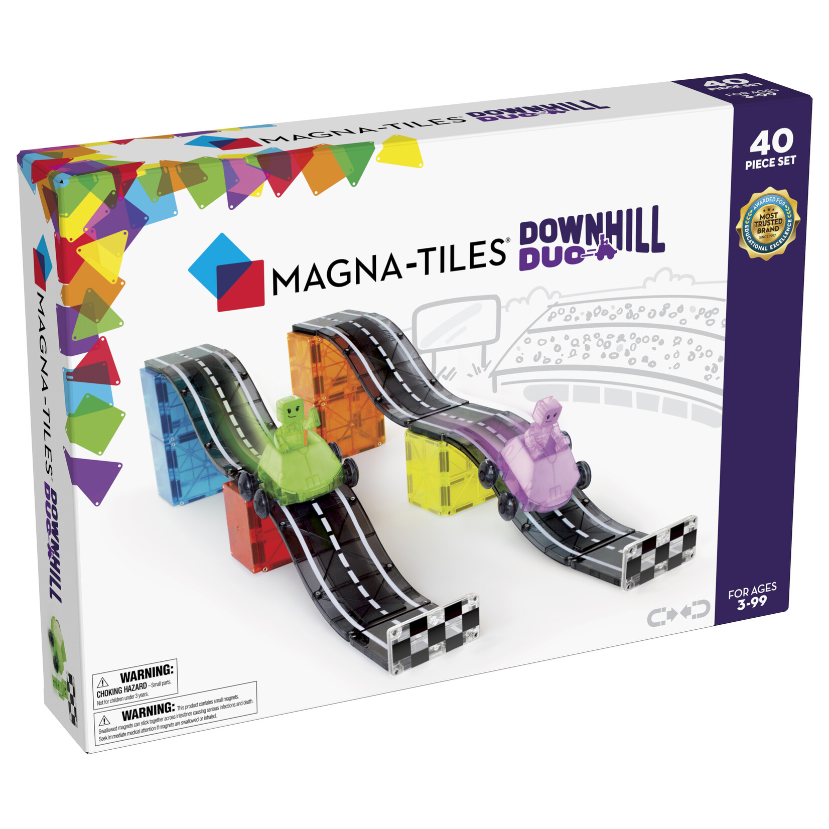 Magna-Tiles Downhill Duo 40-delige magnetische constructieset, het originele merk voor magnetisch speelgoed