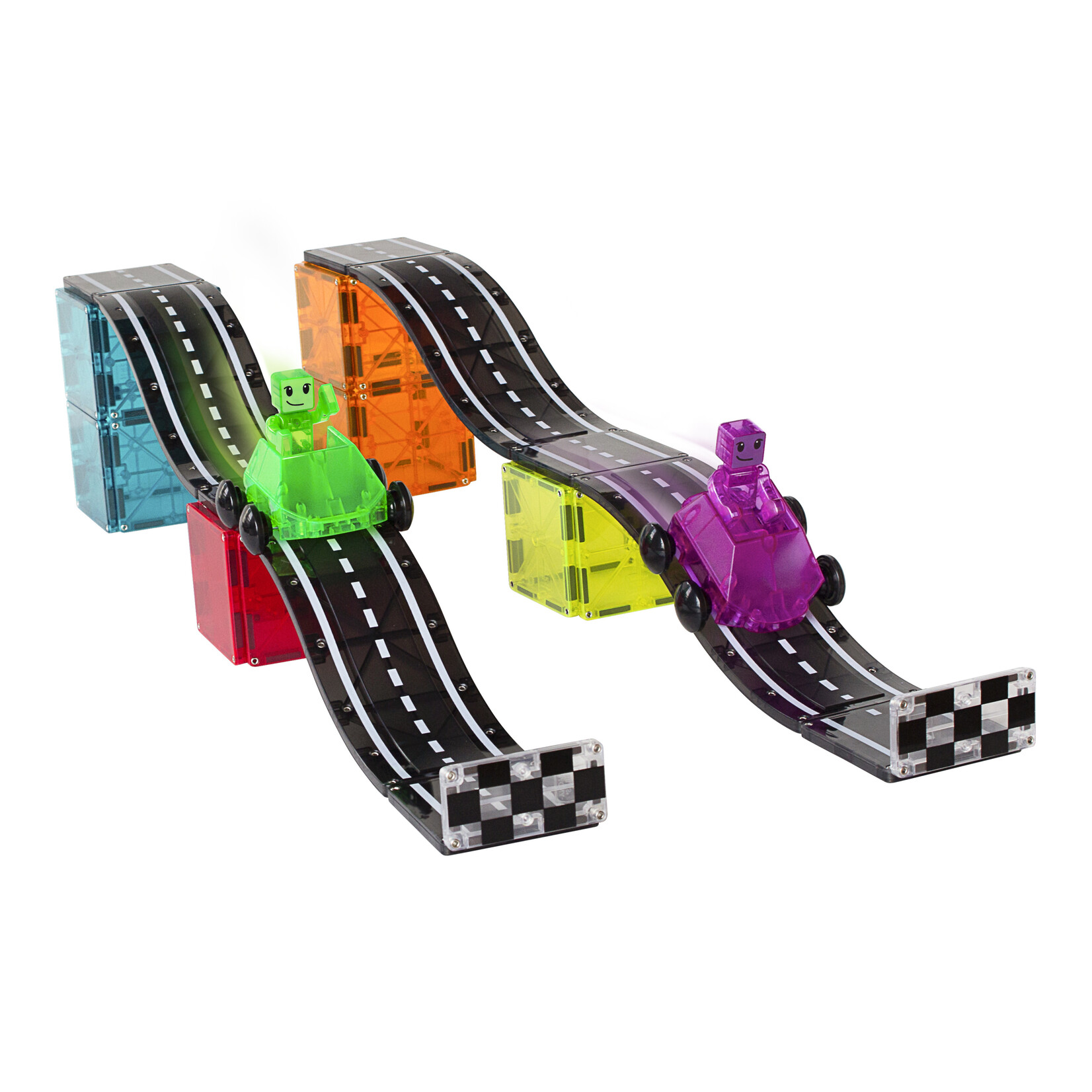 Magna-Tiles Downhill Duo 40-delige magnetische constructieset, het originele merk voor magnetisch speelgoed