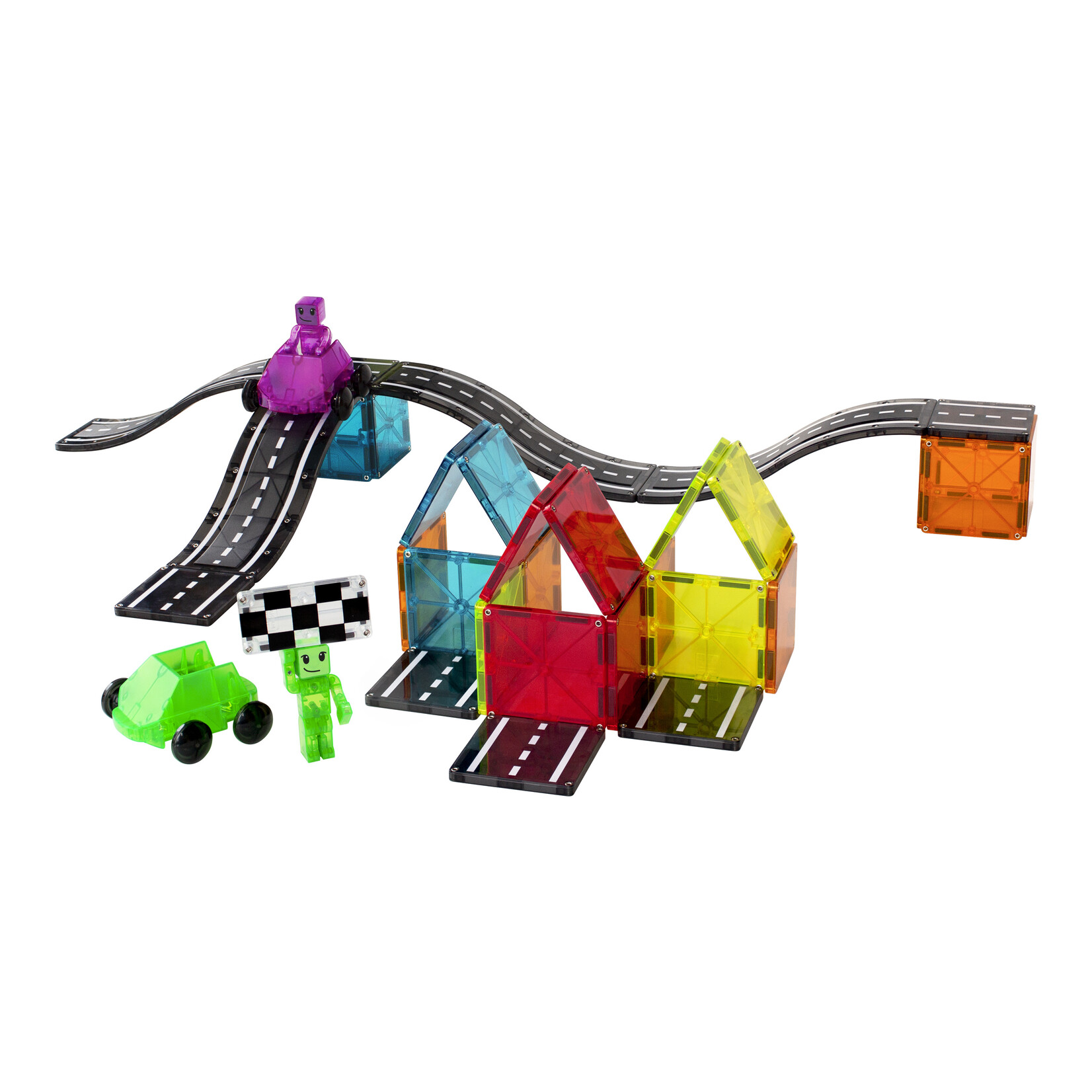 Magna-Tiles Downhill Duo 40-delige magnetische constructieset, het originele merk voor magnetisch speelgoed